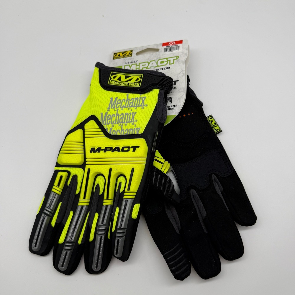 Mechanix Wear M-Pact Work Gloves Size 2XL Hi-Viz Yellow Black Impact SMP-91-012